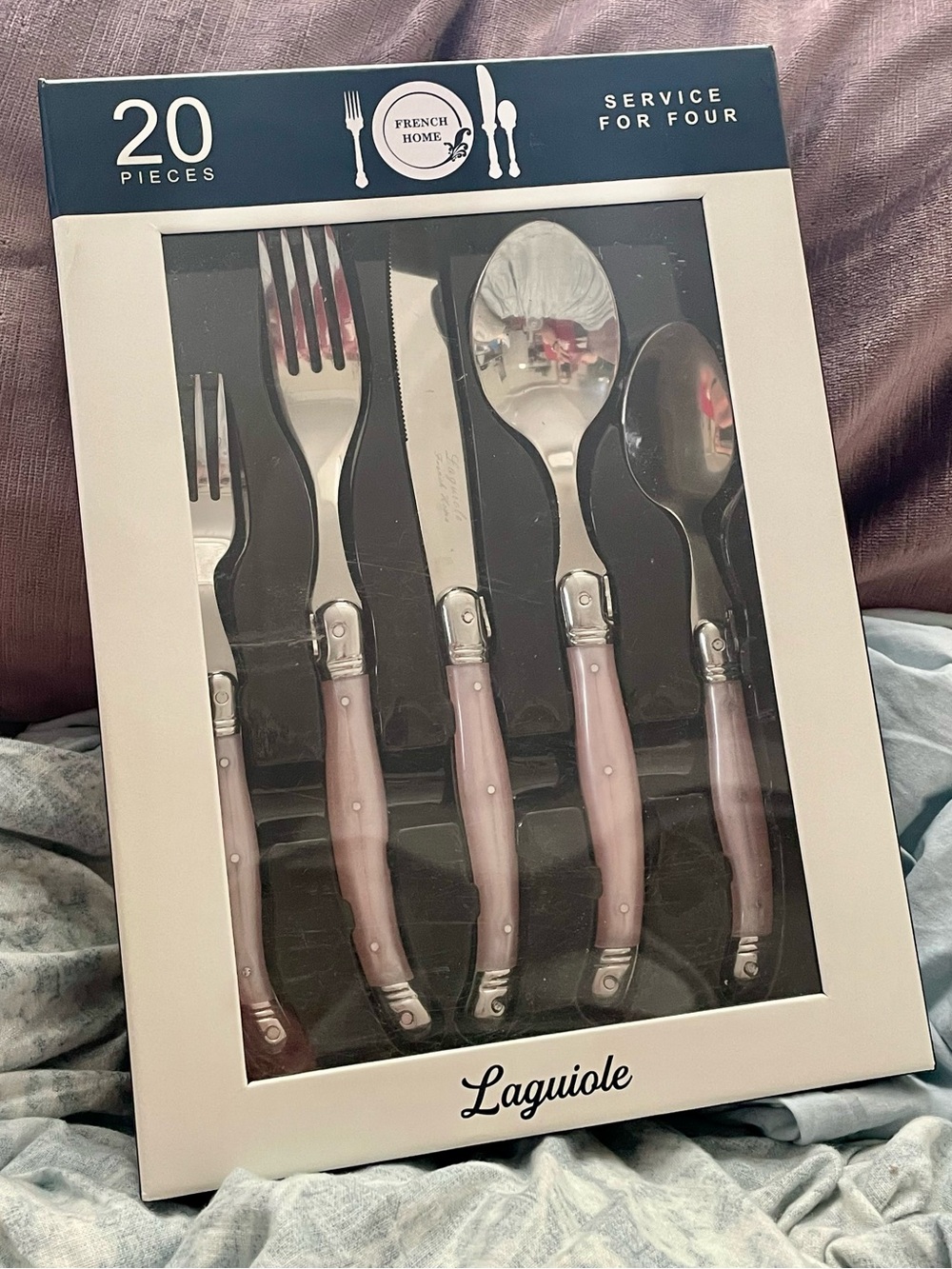 20-Piece Set, French Home Laguiole Pink Stainless Steel Flatware